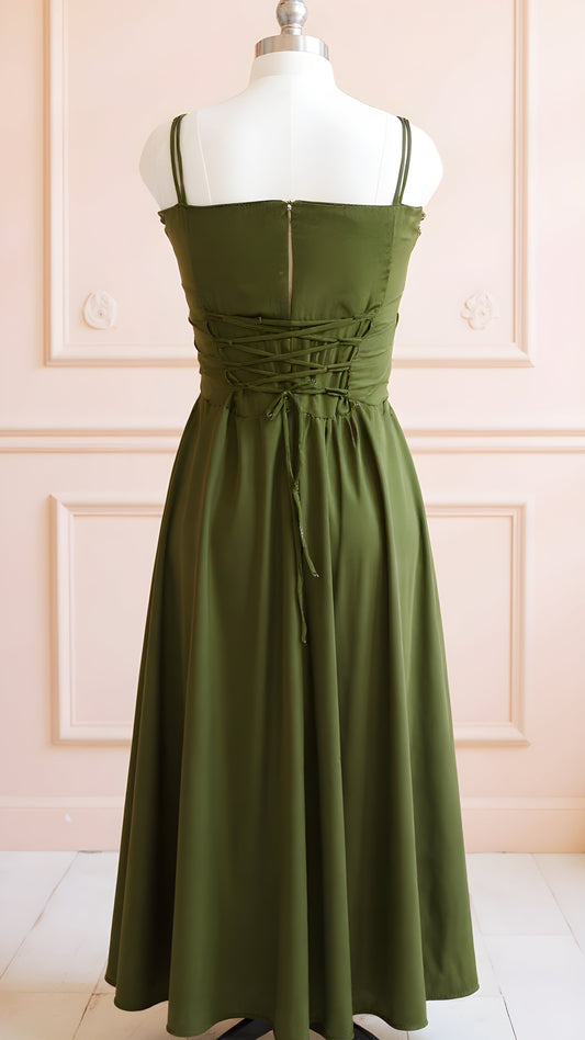 Olive ease Draped flowy A-Line Dress